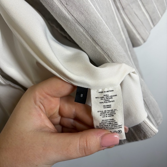 Theory Blazer Double Breasted Tailor Jacket Striped Linen Size 8 - Picture 16 of 16